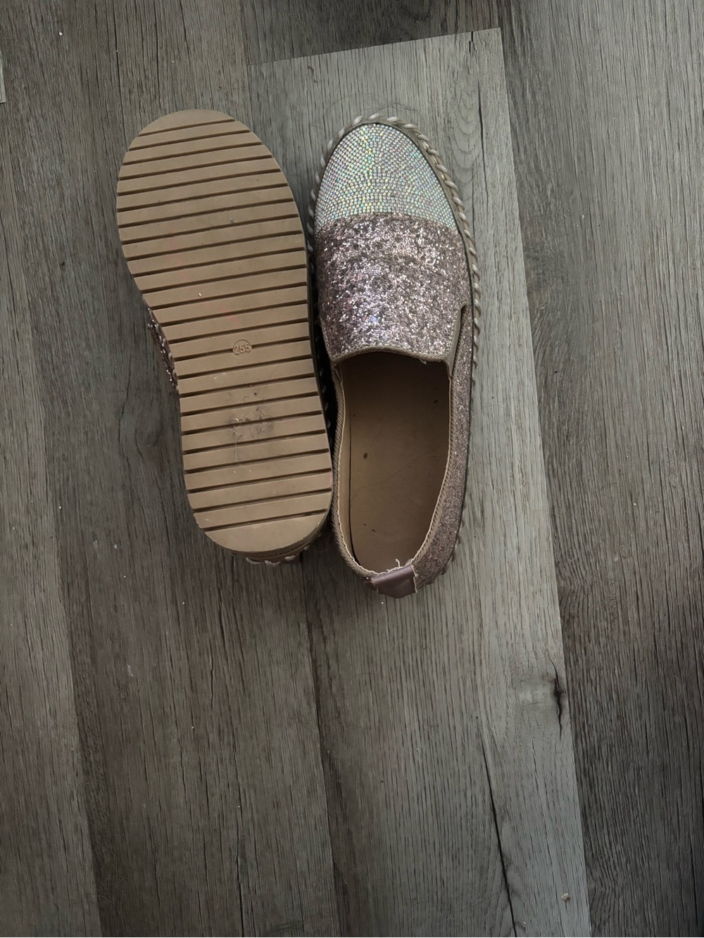 Glitter Slip-On Espadrilles - Rose Gold - Picture 2 of 3